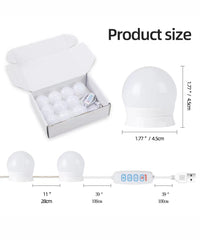 Alopee Vanity Mirror Lights, Hollywood Style USB Makeup Mirror Lights Kit with 12 Dimmable LED Bulbs, 3 Colours Modes 10 Levels Brightness Dressing Light for Dressing Table Room, Bathroom