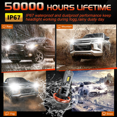 Alopee H11 LED Bulbs, 20000LM 600% Brighter H11 Fog Lights, 1:1 Mini Size with Fan H8 H9 headlightBulbs, 6500K White IP67 Waterproof Wireless Plug and Play