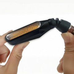 Alopee Sequential LED Motorcycle Turn Signals 12V - Flowing IP67 Waterproof Directional Lights (Front/Rear) High Visibility Univeral Fit for Dirt/Sport Bikes - (4-Pack)