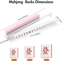 Mahjong Racks with Pushers Set of 4, All in One Acrylic Mahjong Pushers and Racks, Portable American Mahjong Accessories