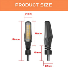 Alopee Sequential LED Motorcycle Turn Signals 12V - Flowing IP67 Waterproof Directional Lights (Front/Rear) High Visibility Univeral Fit for Dirt/Sport Bikes - (4-Pack)