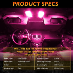 Alopee 30-Pack Mini 194 Led Light Bulb Acrylic T10 Wedge Led Light Bulb DC 12V Replacement Bulb for 194 168 T10 2825 W5W Car Instrument Panel Light License Plate Light Marker Light