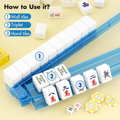 Mahjong Racks with Pushers Set of 4, All in One Acrylic Mahjong Pushers and Racks, Portable American Mahjong Accessories