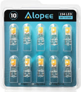 Alopee 194 LED Bulb Warm White / White , T10 LED Bulb 2SMD COB Chips, 168 LED Bulb, 921 2825 LED Bulb W5W 158 501 LED Lights for Car Interior Dome Map Door Light License Plate Light DC 12V, Pack of 10