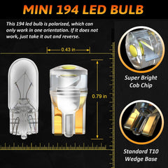 Alopee 30-Pack Mini 194 Led Light Bulb Acrylic T10 Wedge Led Light Bulb DC 12V Replacement Bulb for 194 168 T10 2825 W5W Car Instrument Panel Light License Plate Light Marker Light