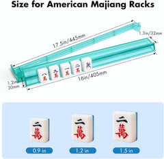 Mahjong Racks with Pushers Set of 4, All in One Acrylic Mahjong Pushers and Racks, Portable American Mahjong Accessories