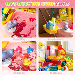 Upgraded Toddler Sand Water Table Toy with Electric Water Pump, Kids Sand Water with Faucet/Play Food Accessories/Fishing Toy, Kitchen Play Sink Toys for Girl Boy Age 3+