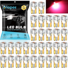 Alopee 30-Pack Mini 194 Led Light Bulb Acrylic T10 Wedge Led Light Bulb DC 12V Replacement Bulb for 194 168 T10 2825 W5W Car Instrument Panel Light License Plate Light Marker Light