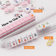 Mahjong Racks with Pushers Set of 4, All in One Acrylic Mahjong Pushers and Racks, Portable American Mahjong Accessories