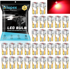 Alopee 30-Pack Mini 194 Led Light Bulb Acrylic T10 Wedge Led Light Bulb DC 12V Replacement Bulb for 194 168 T10 2825 W5W Car Instrument Panel Light License Plate Light Marker Light