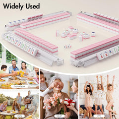 Mahjong Racks with Pushers Set of 4, All in One Acrylic Mahjong Pushers and Racks, Portable American Mahjong Accessories