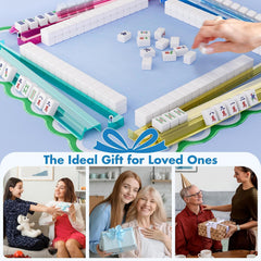 Mahjong Racks with Pushers Set of 4, All in One Acrylic Mahjong Pushers and Racks, Portable American Mahjong Accessories