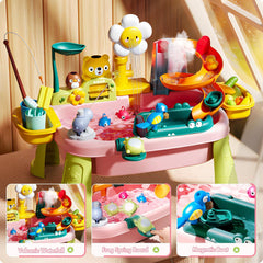 Upgraded Toddler Sand Water Table Toy with Electric Water Pump, Kids Sand Water with Faucet/Play Food Accessories/Fishing Toy, Kitchen Play Sink Toys for Girl Boy Age 3+