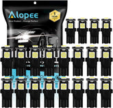 Alopee W5W 501 T10 194 White LED Bulbs 12V 5SMD 5050 Chips 7000K Replacement Bulbs For Map Dome Courtesy License Plate Dashboard Side Marker Light (20Pack)