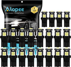 Alopee W5W 501 T10 194 White LED Bulbs 12V 5SMD 5050 Chips 7000K Replacement Bulbs For Map Dome Courtesy License Plate Dashboard Side Marker Light (20Pack)