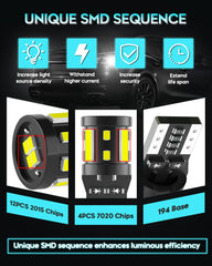 Alopee T10 W5W 501 LED Bulb, CANBUS Error Free Extremely Bright White 168 158 2825 Wedge for Car Dome Card Holder Courtesy License Plate Lights