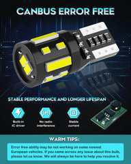 Alopee T10 W5W 501 LED Bulb, CANBUS Error Free Extremely Bright White 168 158 2825 Wedge for Car Dome Card Holder Courtesy License Plate Lights