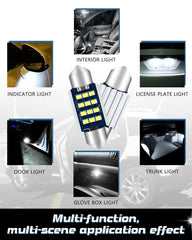Alopee 36mm 6418 Festoon LED Car Bulb,6461C5W Bulbs 9-28V 2016 12SMD Xenon White No Polarity CANbus 4410 6418 DE3423 C5W Bulbs for Interior Car Lights Dome Reading Map Trunk Courtesy Light