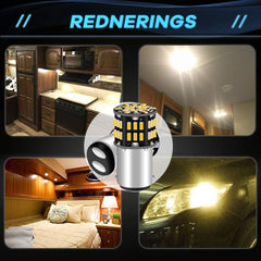 12パックBA15D1142ソフトウォームホワイト3000kLEDライト12V-DC、3014 54SMD車のインテリアRV照明用交換キャンピングカーターンシグナルライトランプテールバックアップバルブ