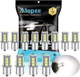 Alopee (Pack of 12) 1156 LED Bulb Clear White 1141 LED Bulb DC 12V 1156 Bulb Replacement for 7506 1003 RV LED Lights Interior Camper Light Bulbs Trailer Boat RV Light Bulbs 18SMD 5050 Chips