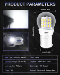 Paquete de 2 1156 BA15S 1141 1003 7506 1073 Luz LED blanca 9-30 V-DC Bombillas de repuesto para el interior de RV Camper Freno trasero Bombillas de marcha atrás Luz de marcha diurna