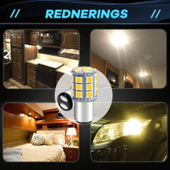12パックBA15D1142ソフトウォームホワイト3000kLEDライト12V-DC、5050 27SMD車のインテリアRV照明用交換キャンピングカーターンシグナルライトランプテールバックアップバルブ