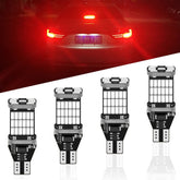 Paquete de 4 bombillas de luces de freno traseras LED rojas 912921 de alta potencia 4014 Chipsets 45-SMD sin polaridad CANbus sin errores T15 906 W16W para montaje alto / tercera luz de freno 12V-18V DC