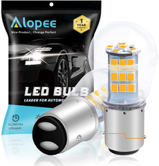 Pack de 2 10-24V DC extrêmement lumineux jaune/ambre 1157 2057 2357 7528 BAY15D P21/5W 33SMD ampoules LED de remplacement pour lampe halogène clignotant clignotants feux de stationnement