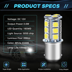 Alopee Pack of 12  1076 LED Bulb for RV Bright White 1142 LED Bulb DC 12V LED RV Light Bulbs for 1004 1076 1142 BA15D RV LED Bulbs Interior Camper Light Bulbs Trailer Boat Light Bulbs 18SMD 5050 Chip