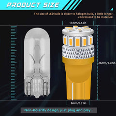 Pack de 4 T10 194 168 2825 Extrêmement Lumineux 240Lums Ambre/Jaune 5ème Génération Non Polarité Lumière LED 12V-24V - 18SMD 3014 Remplacement De Voiture Pour Carte Dôme Plaque D'immatriculation Tableau De Bord Feu De Position Latéral
