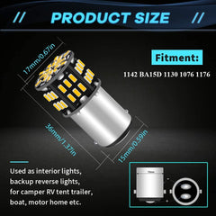 Confezione da 12 BA15D 1142 Luce LED bianca calda morbida 3000k 12V-DC, 3014 54 SMD Ricambio per auto per interni Illuminazione camper Luci indicatori di direzione Camper Lampadine di riserva