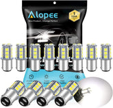 Alopee Pack of 12 1076 LED Bulb for RV Bright White 1142 LED Bulb DC 12V LED RV Light Bulbs for 1004 1076 1142 BA15D RV LED Bulbs Interior Camper Light Bulbs Trailer Boat Light Bulbs 18SMD 5050 Chip