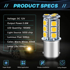 Alopee Pack of 12  1076 LED Bulb for RV Warm White 1142 LED Bulb DC 12V LED RV Light Bulbs for 1004 1076 1142 BA15D RV LED Bulbs Interior Camper Light Bulbs Trailer Boat Light Bulbs