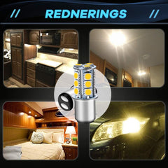 12パックBA15D1142ウォームホワイト3000kLEDライト12V-DC18SMD電球車のRVキャンピングカー用交換インテリア照明ボートヤードテールバックアップライト