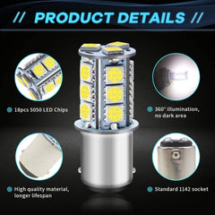 Alopee Pack of 12  1076 LED Bulb for RV Bright White 1142 LED Bulb DC 12V LED RV Light Bulbs for 1004 1076 1142 BA15D RV LED Bulbs Interior Camper Light Bulbs Trailer Boat Light Bulbs 18SMD 5050 Chip