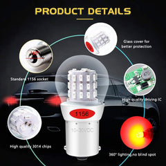 Paquete de 2 1156 BA15S 7506 1141 1003 1073 Luz LED roja extremadamente brillante 9-30 V-DC, AK-3014 39 Bombillas de repuesto SMD para luces de freno traseras