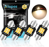 Alopee 6418 LED Bulb 36mm(1.42") Festoon Warm White 3000K 6SMD 3020 Chips, Non-Polarity Error Free 4410 DE3423 C5W LED Vanity Light Bulb, Dome Map,Door,Trunk,License Plate Light, Pack of 4, DC 9-18V