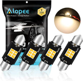 ALOPEE 578 LED Bulb 41mm(1.61") Festoon Warm White 3000K 6SMD 3020 Chips, Non-Polarity Error Free 211-2 212-2 569 LED Vanity Light Bulb, Dome Map,Door,Trunk,License Plate Light, Pack of 4, DC 9-18V