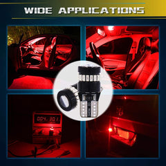 4個T10W5W 194 LED電球Canbusエラーフリーライト(プロジェクター付き)10V-30V DC for 2825 168 175 921ベース、ライセンスプレートランプ、ポジションライト、室内灯、赤