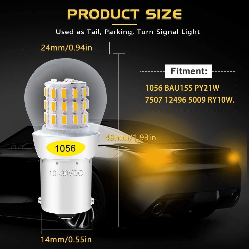  Alla Lighting 2800lm BAU15S 12496 7507 LED Turn Signal Light  Bulbs Xtreme Super Bright 7507 LED Bulbs High Power 5730 33-SMD LED 7507  Bulbs PY21W 2641A LED Blinker Light, Orange Yellow (Set of 2) : Automotive