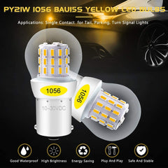 2パック1056BAU15S 7507 12496 5009 PY21W非常に明るい琥珀色/黄色のLEDライト9-30V-DC、AK-301439ターンシグナルライト用SMD交換用電球テールバックアップ電球