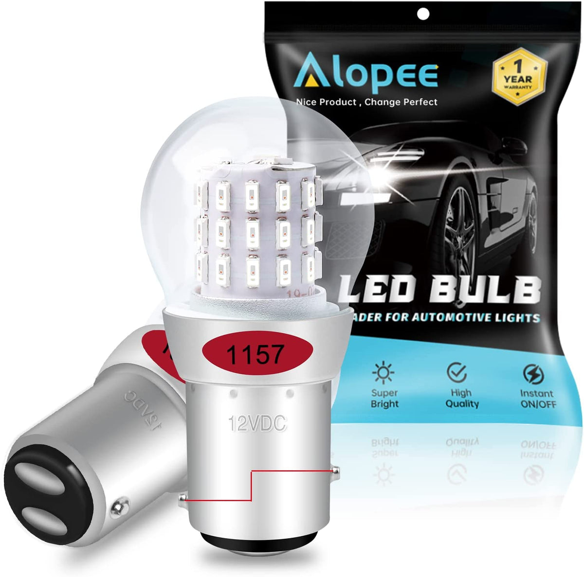 Alopee 12V-15V DC Bright 1157 LED Bulb Red 1157 Bulb 2357 Led Bulb