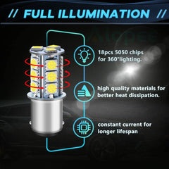 12パックBA15D1142ホワイト6000kLEDライト12V-DC18SMD電球車のRVキャンピングカー用交換インテリア照明ボートヤードテールバックアップライト