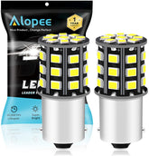 ALOPEE 1156 LED Bulb White, Extremely Bright 1156 LED Reverse Light Bulb for 1156 1141 1003 BA15S Traditional Lamp Reverse Lights, Backup Lights 33SMD 2835 Chips, DC/AC 12-24V, Pack of 2