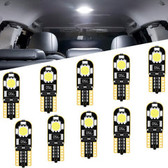194 Bombilla LED Super Bright White 6000K, T10 Bombilla LED, 168 Bombilla LED, Sin error sin polaridad 921 2825 Bombilla LED para W5W 158501 Coche Domo Mapa Instrumento Luz de matrícula DC 12V, Paquete de 10