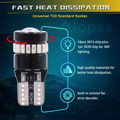 4個T10W5W 194 LED電球Canbusエラーフリーライト(プロジェクター付き)10V-30V DC for 2825 168 175 921ベース、ライセンスプレートランプ、ポジションライト、室内灯、赤