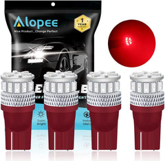 Pack de 4 T10 194 168 2825 Extrêmement lumineux 150Lums Rouge 5ème génération Non-polarité LED Lumière 12V-24V - 18SMD 3014 Remplacement de voiture pour carte Dôme Plaque d'immatriculation Tableau de bord Feu de position latéral Troisième feu stop