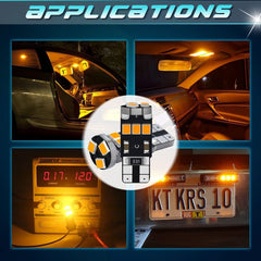 4パックT10194 168921琥珀色/黄色非常に明るいCanbusエラーのないLEDライト12V、9-SMD2835チップセットW5W用車交換用電球1682825マップドーム礼儀ナンバープレートサイドマーカーライト