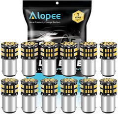 Confezione da 12 BA15D 1142 Luce LED bianca calda morbida 3000k 12V-DC, 3014 54 SMD Ricambio per auto per interni Illuminazione camper Luci indicatori di direzione Camper Lampadine di riserva