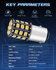 Paquet de 2 1157 BAY15D 1016 1034 7528 2057 2357 Ampoules de camping-car pour l'intérieur de la voiture - 12V-24V Rouge extrêmement vif 2835 33 SMD Ampoule LED - Remplacement du feu de freinage arrière